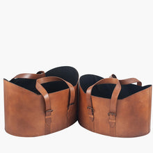 Load image into Gallery viewer, Vintage style set of two Leather Handled Storage in two colours