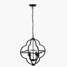 Indlæs billede til gallerivisning Metal 4 light Fleur De Lys pendant light in nickel or black