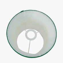 Charger l'image dans la galerie, Inside view of a hand-pleated lampshade with a green trim, ideal for contemporary lamp designs.