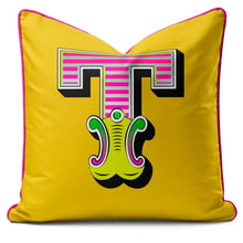 Charger l'image dans la galerie, Letter cushion in a vibrant yellow carnival font - A to Z