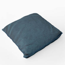 Afbeelding in Gallery-weergave laden, velvet velour cushion in midnight blue with coordinating piping, handmade in the UK, soft and luxurious.
