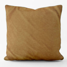 Load image into Gallery viewer, Velvet velour cushion in mustard with coordinating piping, handmade in the UK, luxurious texture and machine washable.