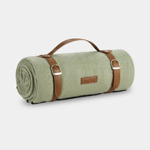 Lade das Bild in den Galerie-Viewer, Picnic Blanket, 6 person herringbone picnic rug mat in Green