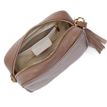 Load image into Gallery viewer, Personalised Elie Beaumont taupe bag with leopard strap