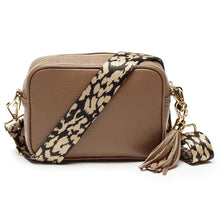 Load image into Gallery viewer, Personalised Elie Beaumont taupe bag with leopard strap