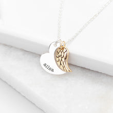 Indlæs billede til gallerivisning Personalised heart & wing necklace