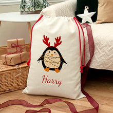 Charger l'image dans la galerie, Personalised Christmas penguin Christmas sack