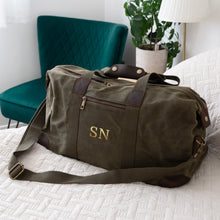 Charger l'image dans la galerie, Personalised Monogrammed Luxury Waxed Canvas Holdall