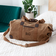Charger l'image dans la galerie, Personalised Monogrammed Luxury Waxed Canvas Holdall