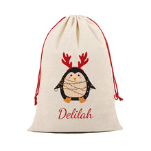 Charger l'image dans la galerie, Personalised Christmas penguin Christmas sack