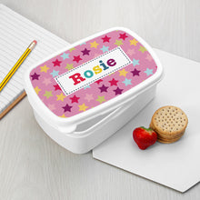 Carica l'immagine nel visualizzatore di Gallery, Personalised kids patterned lunch box in a choice of styles