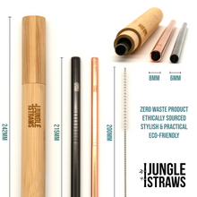 Indlæs billede til gallerivisning Black & rose gold reusable straw set