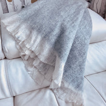 Load image into Gallery viewer, Super soft misty blue fringed throw