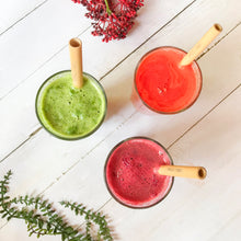 Load image into Gallery viewer, A set of reusable bamboo drinking straws