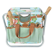 Indlæs billede til gallerivisning Garden tool stool & bag in rose print