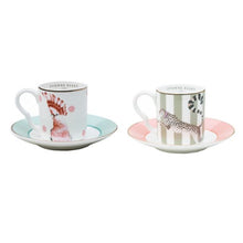 Afbeelding in Gallery-weergave laden, Yvonne Ellen "CHEETAH & BIRD" espresso cups & saucers set