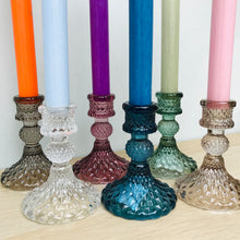 Load image into Gallery viewer, Coloured glass candlesticks