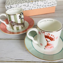 Afbeelding in Gallery-weergave laden, Yvonne Ellen "CHEETAH & BIRD" espresso cups & saucers set