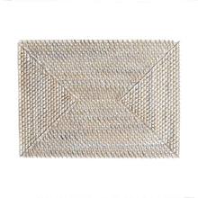 Indlæs billede til gallerivisning Balinese rectangular rattan place mat in a white wash finish