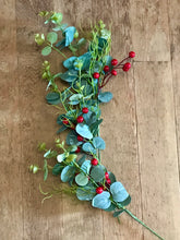 Load image into Gallery viewer, Red Berry & Eucalyptus faux sprig
