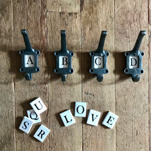 Load image into Gallery viewer, Alphabet cast iron & tile letter hook