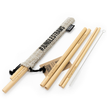 Load image into Gallery viewer, A set of reusable bamboo drinking straws