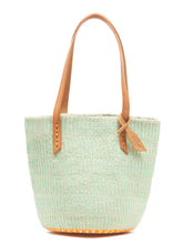 Load image into Gallery viewer, Wool & sisal minty green & orange tote bag