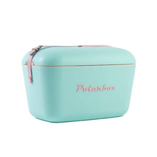 Lade das Bild in den Galerie-Viewer, Coolbox Polarbox 20L in cyan and baby rose, retro design perfect for outdoor adventures and keeping drinks cold.
