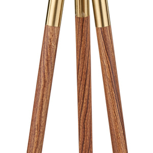 Metal & wood grain tripod floor lamp in two finishes