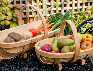 Traditional wooden harvest trug in two sizes