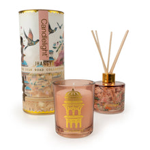 Afbeelding in Gallery-weergave laden, Home fragrance gift set featuring scented reed diffuser and votive candle from Jhangye, perfect for aromatic home decor.
