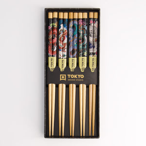 Chopstick gift set of 5 in Yakuza Blue Dragon