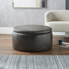 Indlæs billede til gallerivisning Leather storage Arturo pouffe
