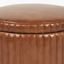 Afbeelding in Gallery-weergave laden, Storage Pouffe in vintage brown or peppercorn Leather
