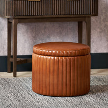 Afbeelding in Gallery-weergave laden, Storage Pouffe in vintage brown or peppercorn Leather
