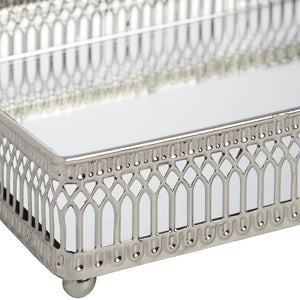 Set of two rectangular nickel plated trays