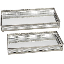 Load image into Gallery viewer, Set of two rectangular nickel plated trays
