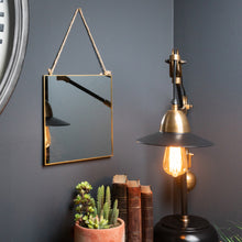 Load image into Gallery viewer, Gold edged square hanging mirror
