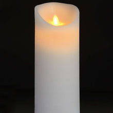 Lade das Bild in den Galerie-Viewer, Flickering flame 23cm LED wax pillar candle in three colours
