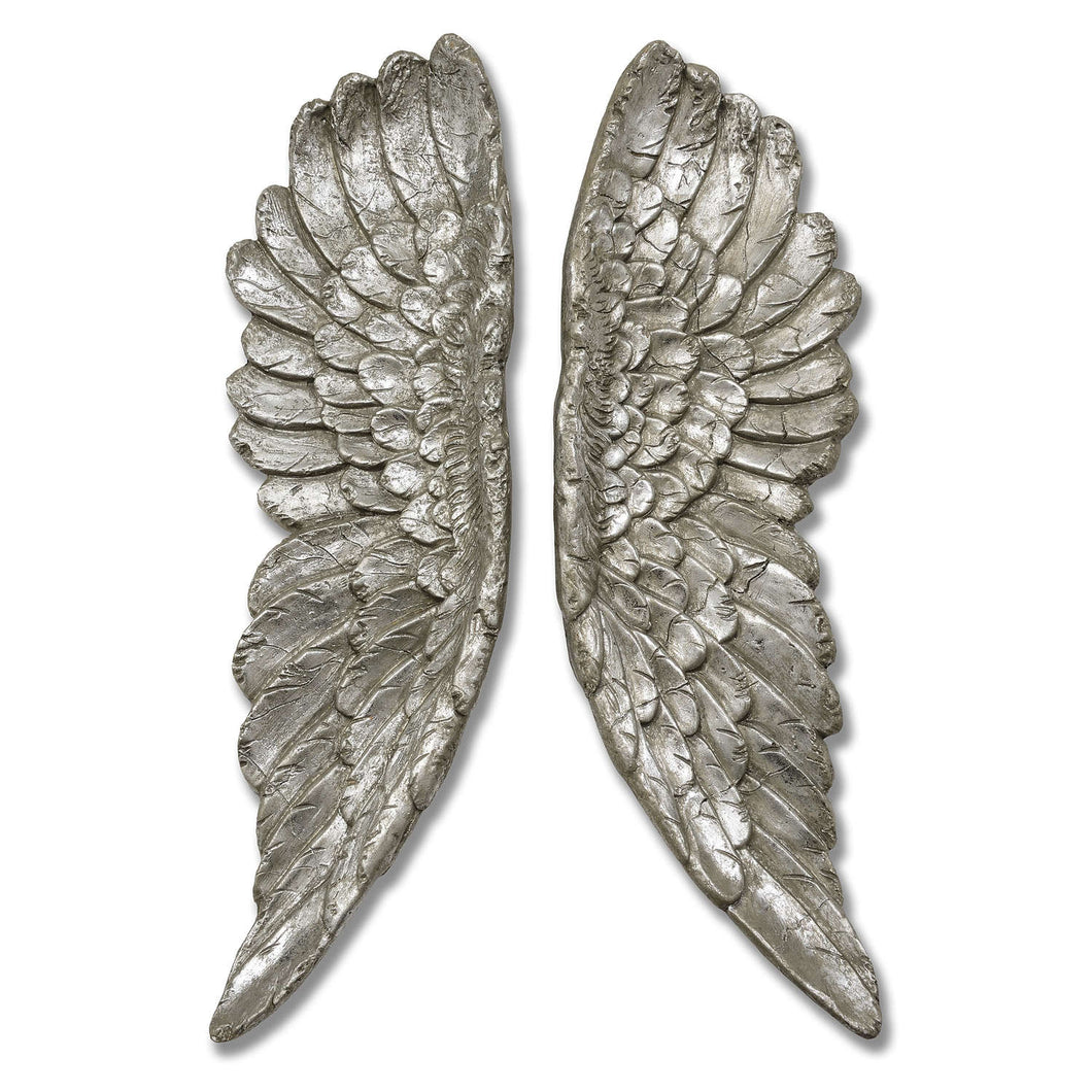 Antiqued silver angel wings