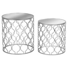 Load image into Gallery viewer, Set of Two Silver Foil Mirrored Side Tables
