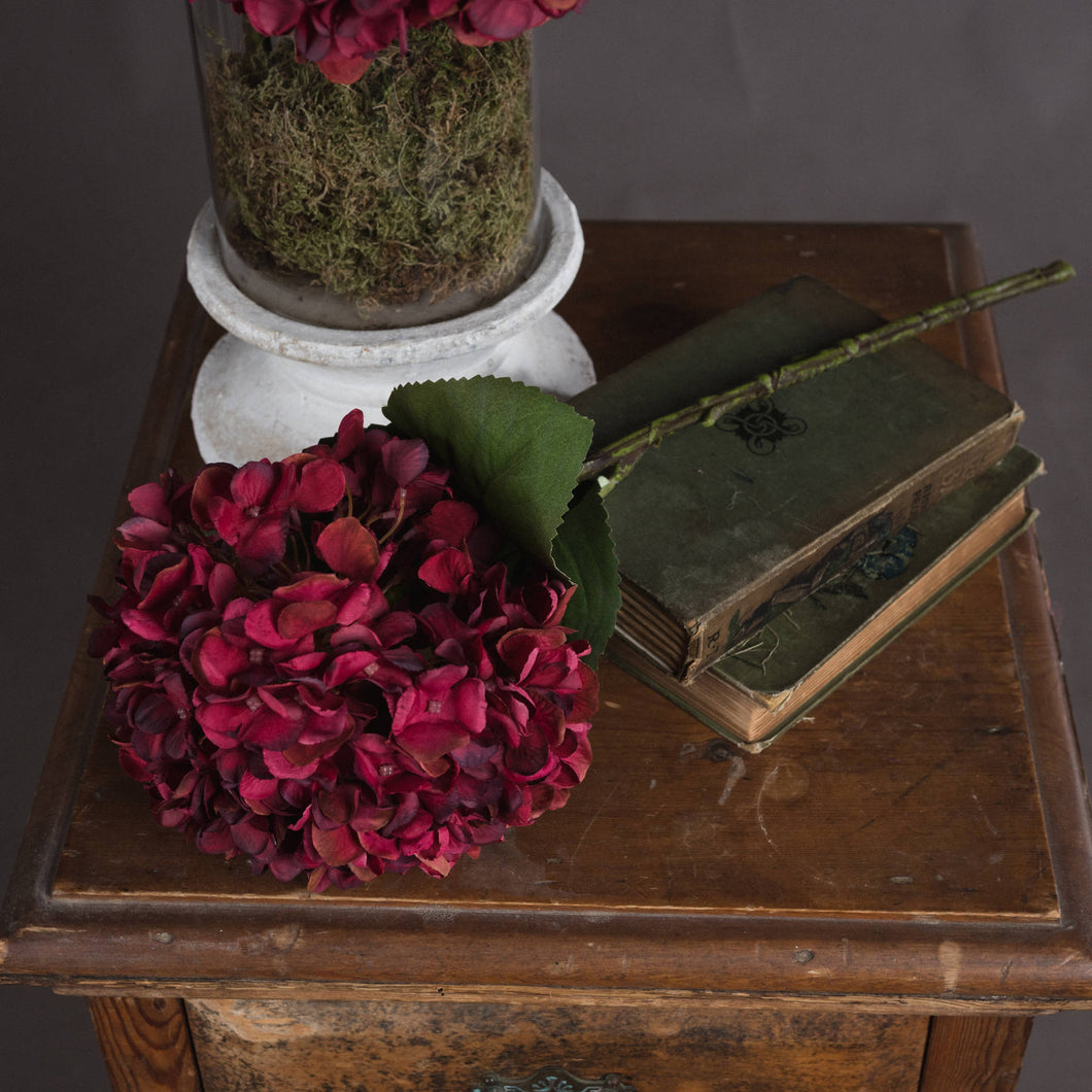 Ruby red faux hydrangea