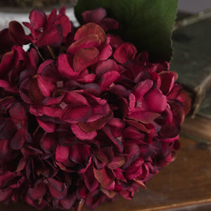 Ruby red faux hydrangea