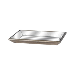 Distressed mirrored trays with wooden detailing in three sizes