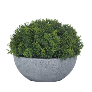 Small faux hebe veronica in a stone pot