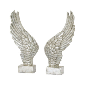 Large freestanding antiqued silver angel wings