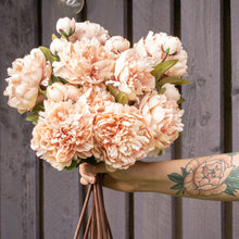 Load image into Gallery viewer, Peach faux peony rose
