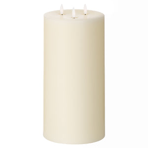 Natural glow tall LED 30cm pillar candle in two colours