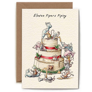 Eleven Pipers Piping Card - Christmas Card