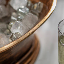 Carica l'immagine nel visualizzatore di Gallery, Wine cooler filled with ice cubes, showcasing the antiqued brass finish and elegant design.
